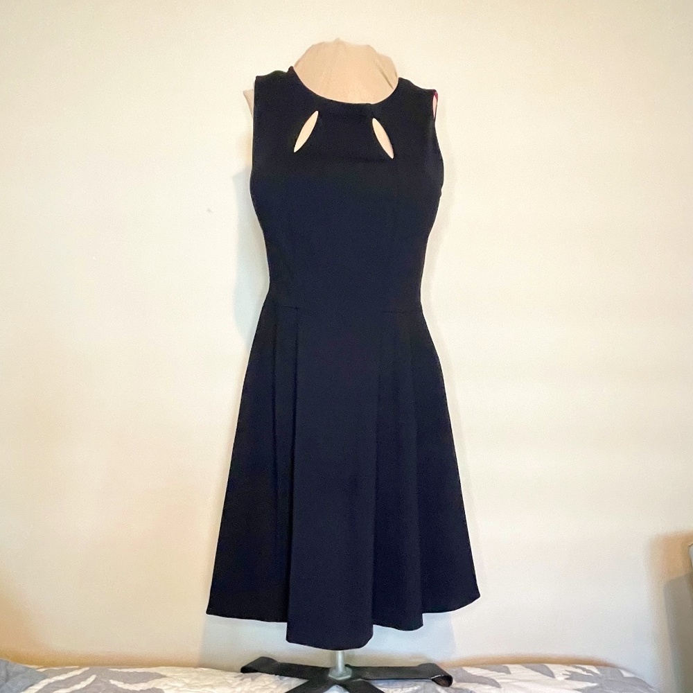 Cynthia Rowley Skater Dress Black with Hot Pink and cut out accents